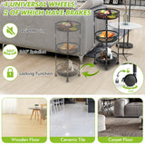 NNECW 3-Tier Folding Kitchen Trolley Cart with Baskets