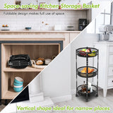 NNECW 3-Tier Folding Kitchen Trolley Cart with Baskets