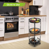 NNECW 3-Tier Folding Kitchen Trolley Cart with Baskets