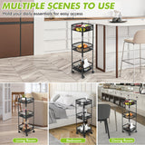 NNECW 3-Tier Folding Kitchen Trolley Cart with Round/Sqaure Baskets-Square