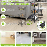 NNECW 3-Tier Folding Kitchen Trolley Cart with Round/Sqaure Baskets-Square