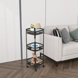 NNECW 3-Tier Folding Kitchen Trolley Cart with Round/Sqaure Baskets-Square