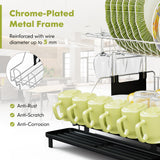 NNECW 2-Tier Detachable Dish Drying Rack with Cutlery Holder & 360 Swiveling Spout