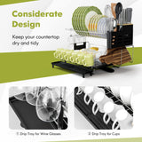 NNECW 2-Tier Detachable Dish Drying Rack with Cutlery Holder & 360 Swiveling Spout