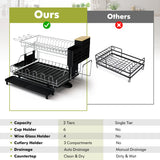 NNECW 2-Tier Detachable Dish Drying Rack with Cutlery Holder & 360 Swiveling Spout