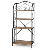 NNECW 4-Tier Kitchen Bakers Rack with Open Shelves for Kitchen Dining Room Living Room