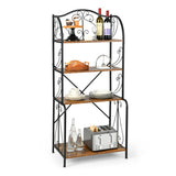 NNECW 4-Tier Kitchen Bakers Rack with Open Shelves for Kitchen Dining Room Living Room
