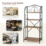 NNECW 4-Tier Kitchen Bakers Rack with Open Shelves for Kitchen Dining Room Living Room