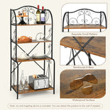 NNECW 4-Tier Kitchen Bakers Rack with Open Shelves for Kitchen Dining Room Living Room