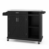 NNECW Kitchen Island Rolling Trolley Cart with 3-level Adjustable Shelf-Black
