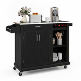 NNECW Kitchen Island Rolling Trolley Cart with 3-level Adjustable Shelf-Black
