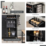 NNECW Kitchen Island Rolling Trolley Cart with 3-level Adjustable Shelf-Black