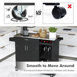 NNECW Kitchen Island Rolling Trolley Cart with 3-level Adjustable Shelf-Black