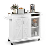 NNECW Kitchen Island Rolling Trolley Cart with 3-level Adjustable Shelf-White
