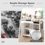 NNECW Kitchen Island Rolling Trolley Cart with 3-level Adjustable Shelf-White