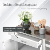 NNECW Kitchen Island Rolling Trolley Cart with 3-level Adjustable Shelf-White