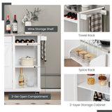 NNECW Kitchen Island Rolling Trolley Cart with 3-level Adjustable Shelf-White
