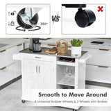 NNECW Kitchen Island Rolling Trolley Cart with 3-level Adjustable Shelf-White