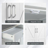 NNECW Kitchen Island Rolling Trolley Cart with 3-level Adjustable Shelf-White
