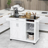 NNECW Kitchen Island Rolling Trolley Cart with 3-level Adjustable Shelf-White