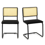 NNECW 2 Pieces Mid-Century Modern Dining Chair with Cane Back & Cantilever Design