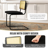 NNECW 2 Pieces Mid-Century Modern Dining Chair with Cane Back & Cantilever Design