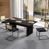 NNECW 2 Pieces Mid-Century Modern Dining Chair with Cane Back & Cantilever Design
