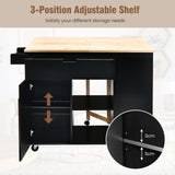 NNECW Drop-Leaf Rolling Kitchen Island with Rubber Wood Top