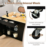 NNECW Drop-Leaf Rolling Kitchen Island with Rubber Wood Top
