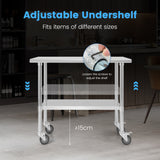 NNECW Stainless Steel Table Cart with 4 Universal Wheels for Kitchen-91.5 cm W