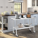 NNECW 122 x 61 cm Stainless Steel Table Cart with 4 Universal Wheels for Kitchen