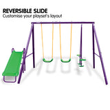 NNEDPE Kahuna Kids 4-Seater Swing Set with Slide Purple Green