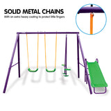 NNEDPE Kahuna Kids 4-Seater Swing Set with Slide Purple Green