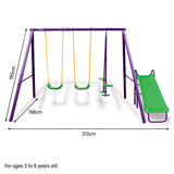 NNEDPE Kahuna Kids 4-Seater Swing Set with Slide Purple Green