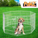 NNEIDS Pet Dog Playpen Puppy Exercise 8 Panel Enclosure Fence Silver With Door 30"
