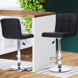 NNEIDS 2x Bar Stools Stool Kitchen Chairs Swivel PU Leather Metal Industrial Black