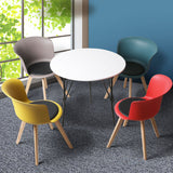NNEIDS Office Meeting Table Chair Set 4 PU Leather Seat Dining Tables Chair Round Desk Type 3