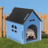 NNEIDS Wooden Dog House Pet Kennel Timber Indoor Cabin Medium Blue M
