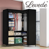 NNEIDS Portable Clothes Closet Wardrobe Space Saver Storage Cabinet Black