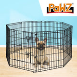 NNEIDS  Pet Dog Playpen Puppy Exercise 8 Panel Enclosure Fence Black With Door 30"