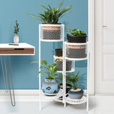 NNEIDS 6 Tier Plant Stand Swivel Outdoor Indoor Metal Stands Flower Shelf Rack Garden White
