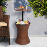 NNEIDS Ice Bucket Table Bar Outdoor Setting Furniture Patio Pool Storage Box Brown
