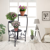 NNEIDS 2X Wrought Iron Outdoor Indoor Flower Pots Plant Stand Garden Metal Corner Shelf