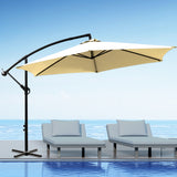 NNEIDS 3M Outdoor Umbrella Cantilever Cover Garden Patio Beach Umbrellas Crank Beige