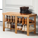 NNEIDS Bamboo Shoe Rack Stand Bench 3 Tier Cabinet Shoes Storage Shelf Organiser 88cm