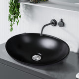 NNEIDS Wash Basin Oval Ceramic Hand Bowl Bathroom Sink Vanity Above Counter Matte Black