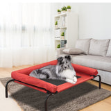 NNEIDS  Pet Bed Heavy Duty Frame Hammock Bolster Trampoline Dog Puppy Mesh L Red