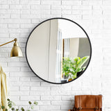 NNEIDS Wall Mirror Round Shaped Bathroom Makeup Mirrors Smooth Edge 50CM