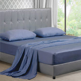 NNEIDS  4 Pcs Natural Bamboo Cotton Bed Sheet Set in Size King Bluish Grey