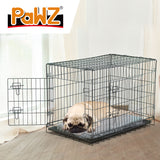 NNEIDS Pet Dog Cage Crate Metal Carrier Portable Kennel With Bed 30"